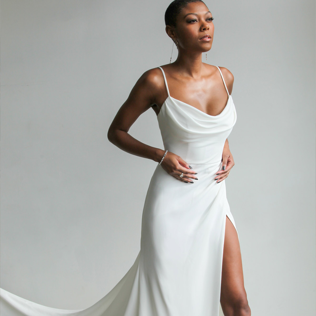 Plus Size Model wearing white wedding dress